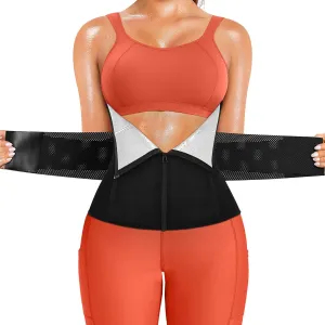 SCARBORO Waist Trainer for Women Belly Fat Sauna Sweat Waist Trimmer Corset for Stomach Wrap Workout Belt Shaper Band Zipper