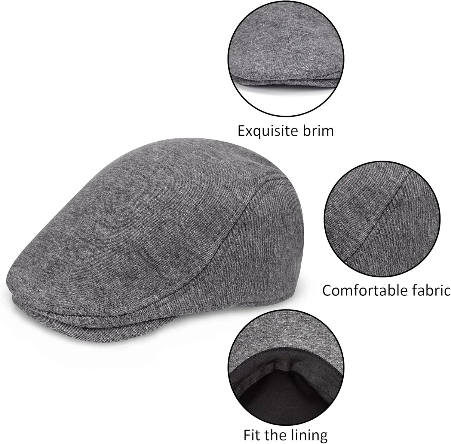 Senker Fashion 2 Pack Newsboy Cap for Men Adjustable Herringbone Tweed Wool Hats Blend Flat Cap Ivy Cabbie Driving Hat