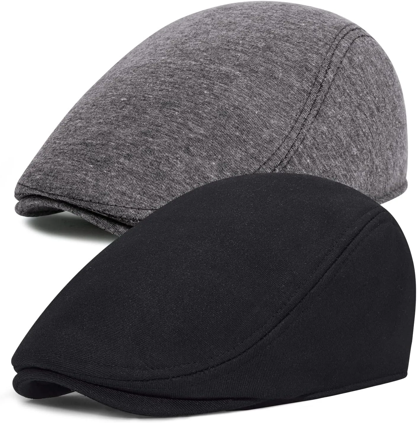 Senker Fashion 2 Pack Newsboy Cap for Men Adjustable Herringbone Tweed Wool Hats Blend Flat Cap Ivy Cabbie Driving Hat