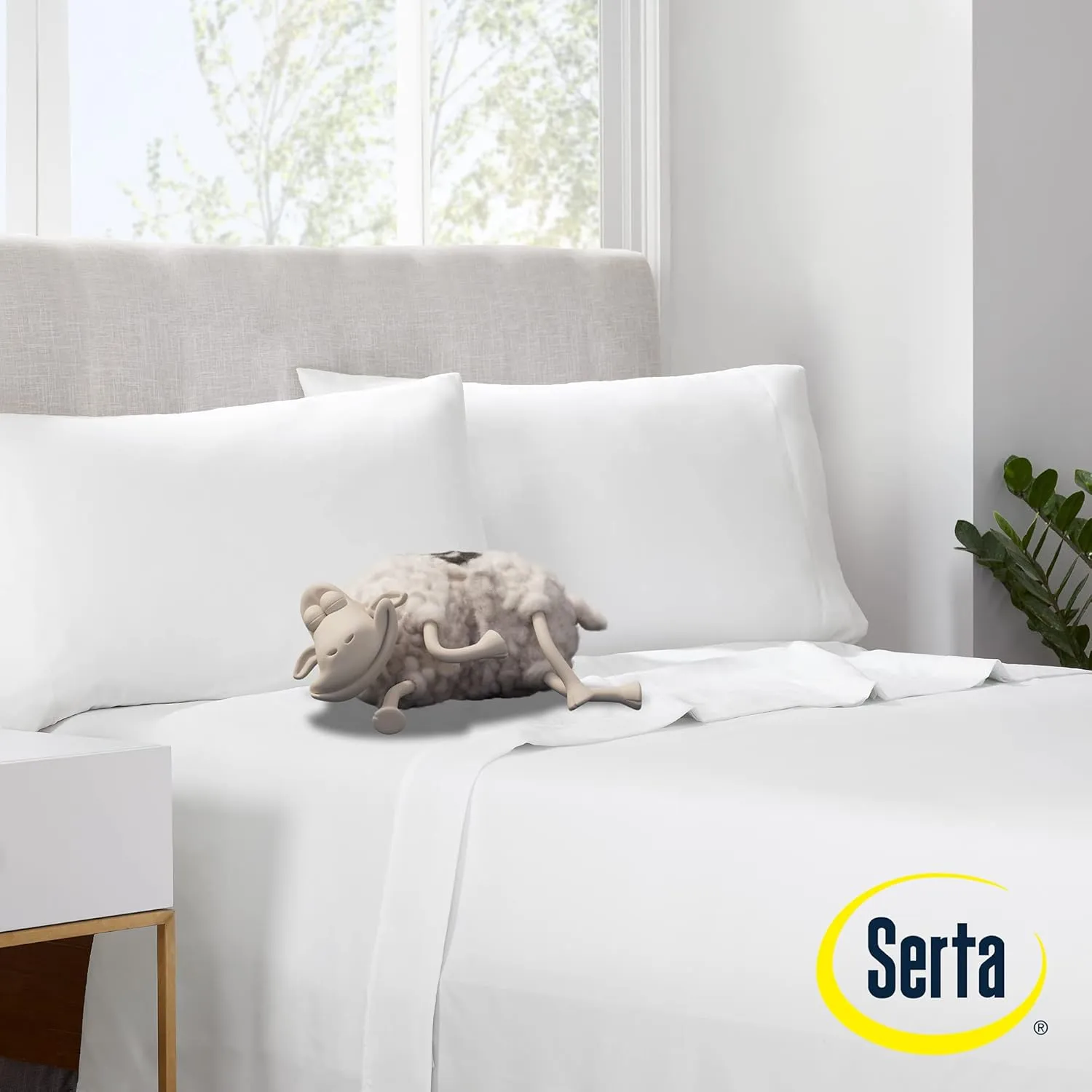 Serta Simply Clean Super Soft Hypoallergenic Stain Resistant Deep Pocket 4 Pieces Solid Bed Sheet Set, Queen, Burgundy