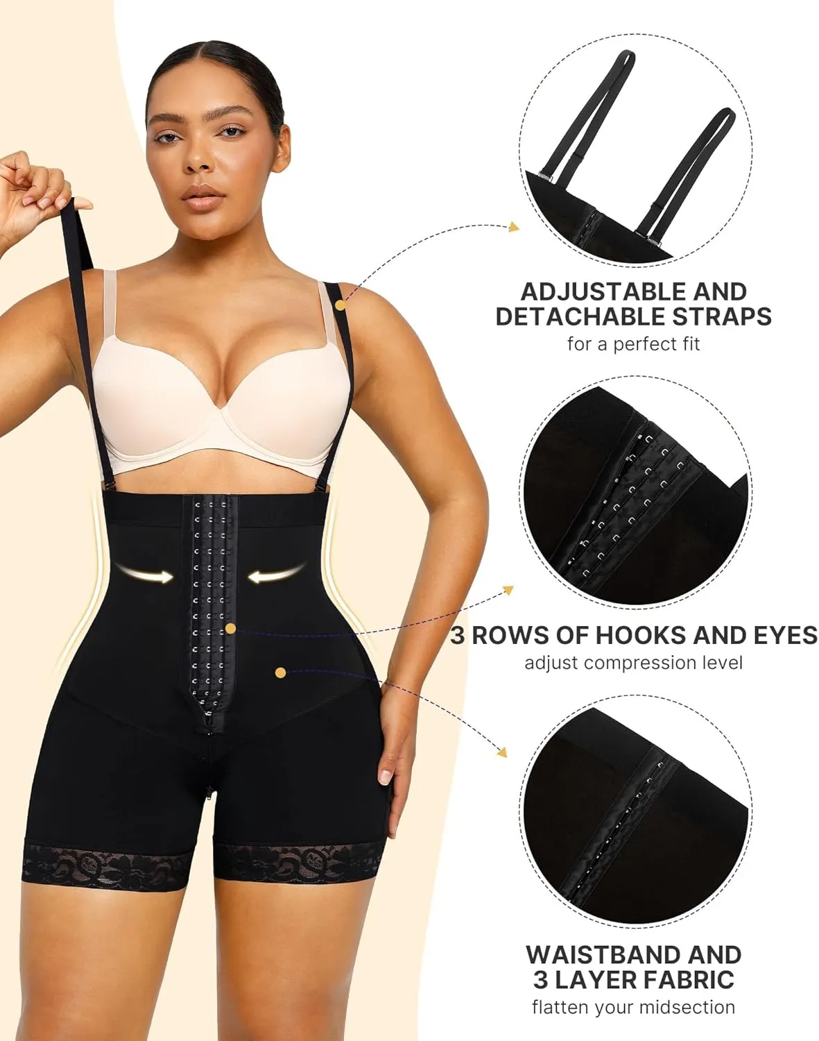SHAPELLX Fajas Colombianas Shapewear for Women Tummy Control Plus Size Postpartum Body Shaper Butt Lifting Bodysuit