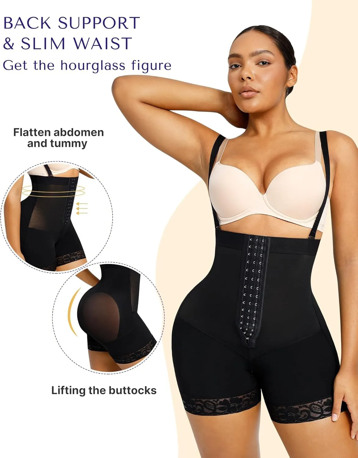 SHAPELLX Fajas Colombianas Shapewear for Women Tummy Control Plus Size Postpartum Body Shaper Butt Lifting Bodysuit