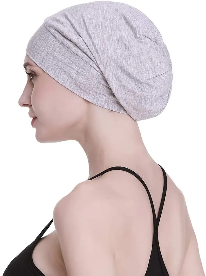 Silk Satin Lined Sleep Cap,Inner 19MM 100% Mulberry Silk Outer Viscose Nature Breathable for Hair