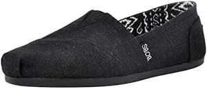 Skechers Women's Bobs Plush-Best Wishes Slip-On Flat, Black/Black, 9 W US