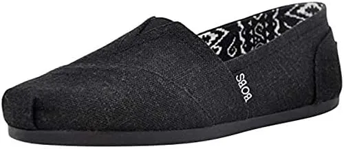 Skechers Women's Bobs Plush-Best Wishes Slip-On Flat, Black/Black, 9 W US