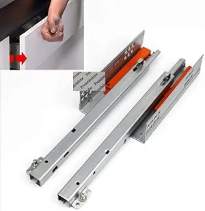 Slide and Bearing 1Pair Rebound Press Push to Open Under Mount Furniture Kitchen Bath Drawer Slide Rail Runner DTC 25KG 2-fold Half Extention - (Length: 12inches 300MM)