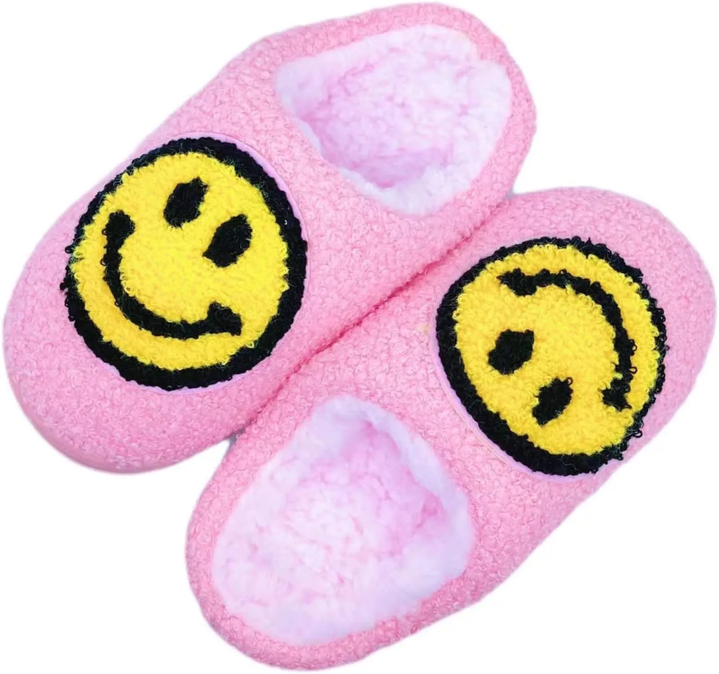 Smile Face Slippers Women Men Toddlers House Slippers for Kids Waterproof Sole Fuzzy Slide Boys Girls Slip-on Shoes for Women