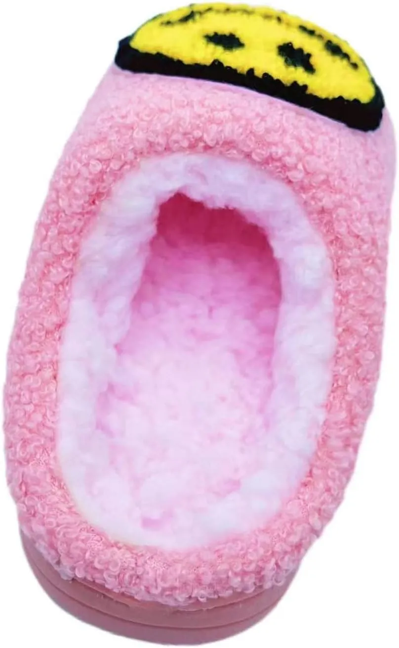 Smile Face Slippers Women Men Toddlers House Slippers for Kids Waterproof Sole Fuzzy Slide Boys Girls Slip-on Shoes for Women