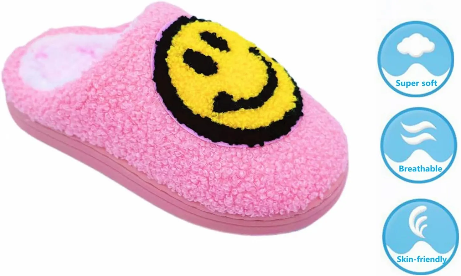 Smile Face Slippers Women Men Toddlers House Slippers for Kids Waterproof Sole Fuzzy Slide Boys Girls Slip-on Shoes for Women