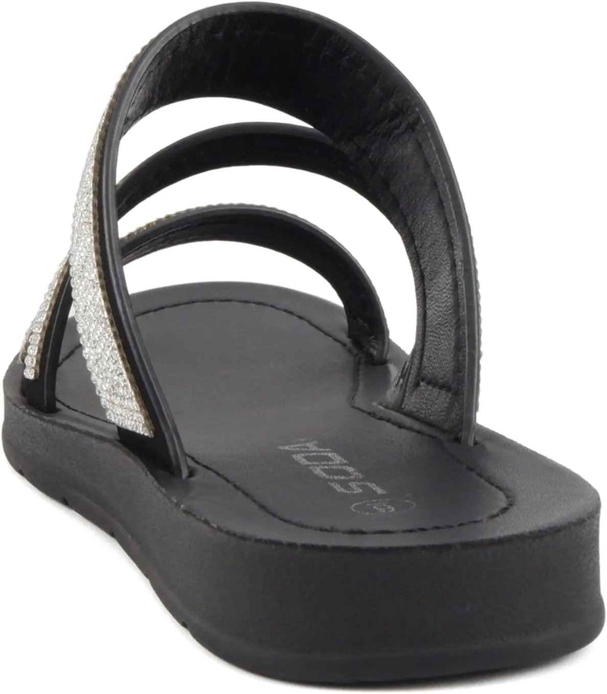 Soda Zeal ~ Women Open Toe Rhinestone Multi Band Slide Sandals