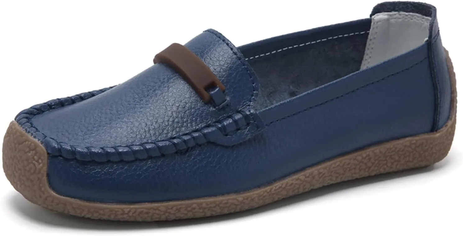 Solaud Women's Leather Loafers Comfort Soft Wild Driving Anti-Collision Penny Moccasins Nurses Work Daily Walking Flats Casual Shoes