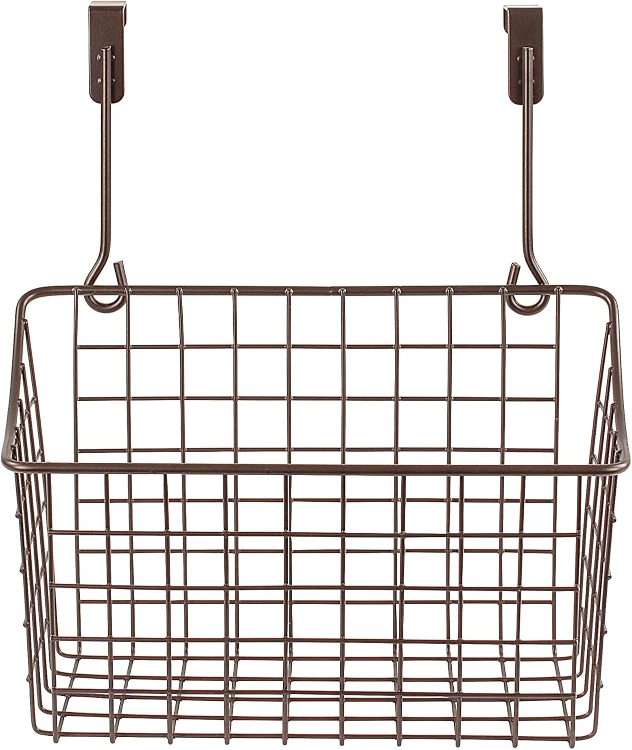 Spectrum Hanging Baskets for Organizing (Medium, Bronze) - Grid Over the Cabinet Wire Basket for Kitchen or Bathroom - Door Hanging Storage Organizer for Cleaning Supplies, Washcloths, & Hand Towels