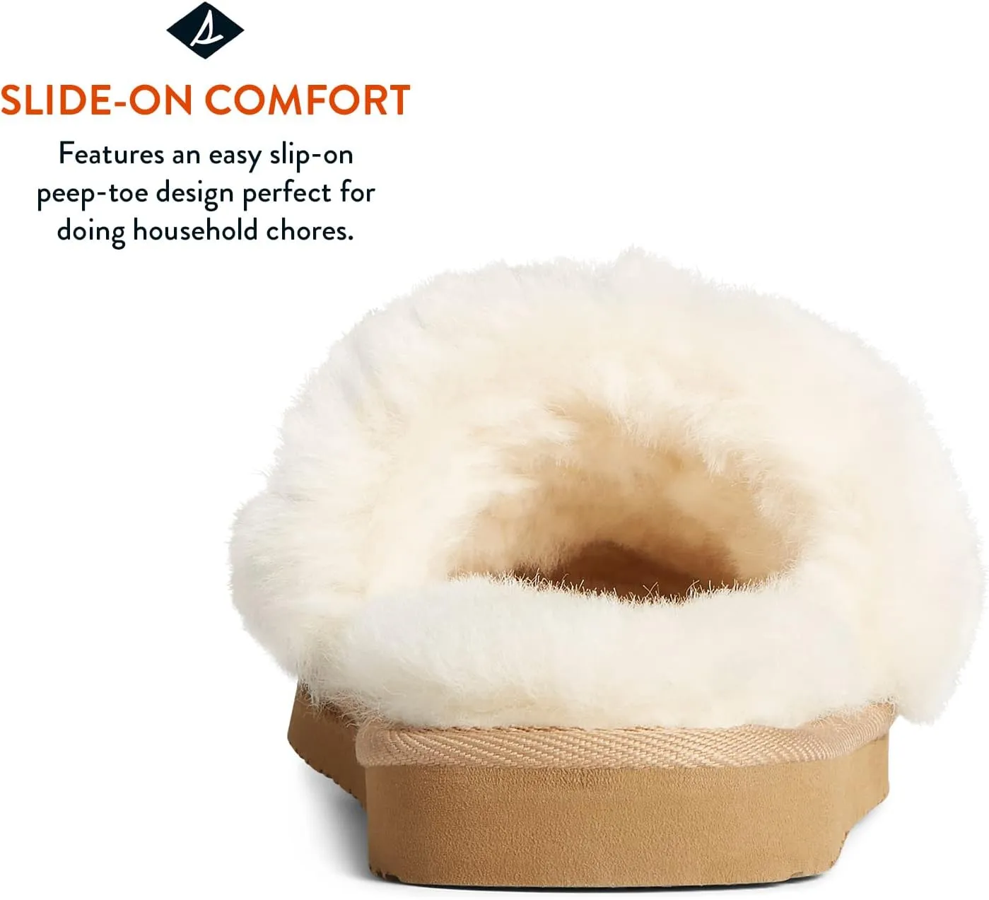 Sperry Women's Romy Sheepskin Slide - Fully Padded Heel-to-Toe With Genuine Shearling - Breathable Fur Slippers for Women