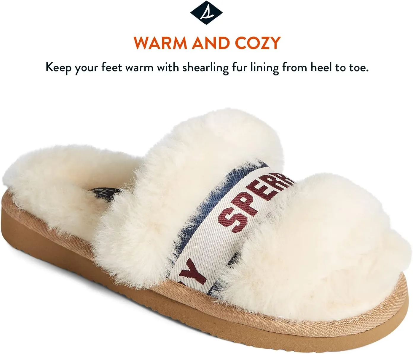 Sperry Women's Romy Sheepskin Slide - Fully Padded Heel-to-Toe With Genuine Shearling - Breathable Fur Slippers for Women