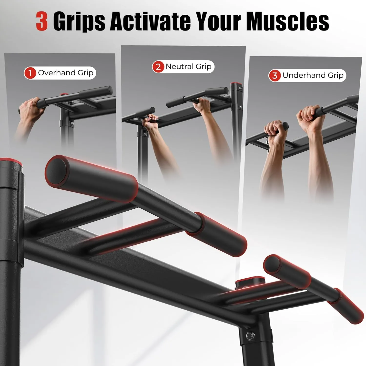 Sportsroyals Power Tower Pull Up Dip Station Assistive Trainer Multi-Function Home Gym Strength Training Fitness Equipment 440LBS