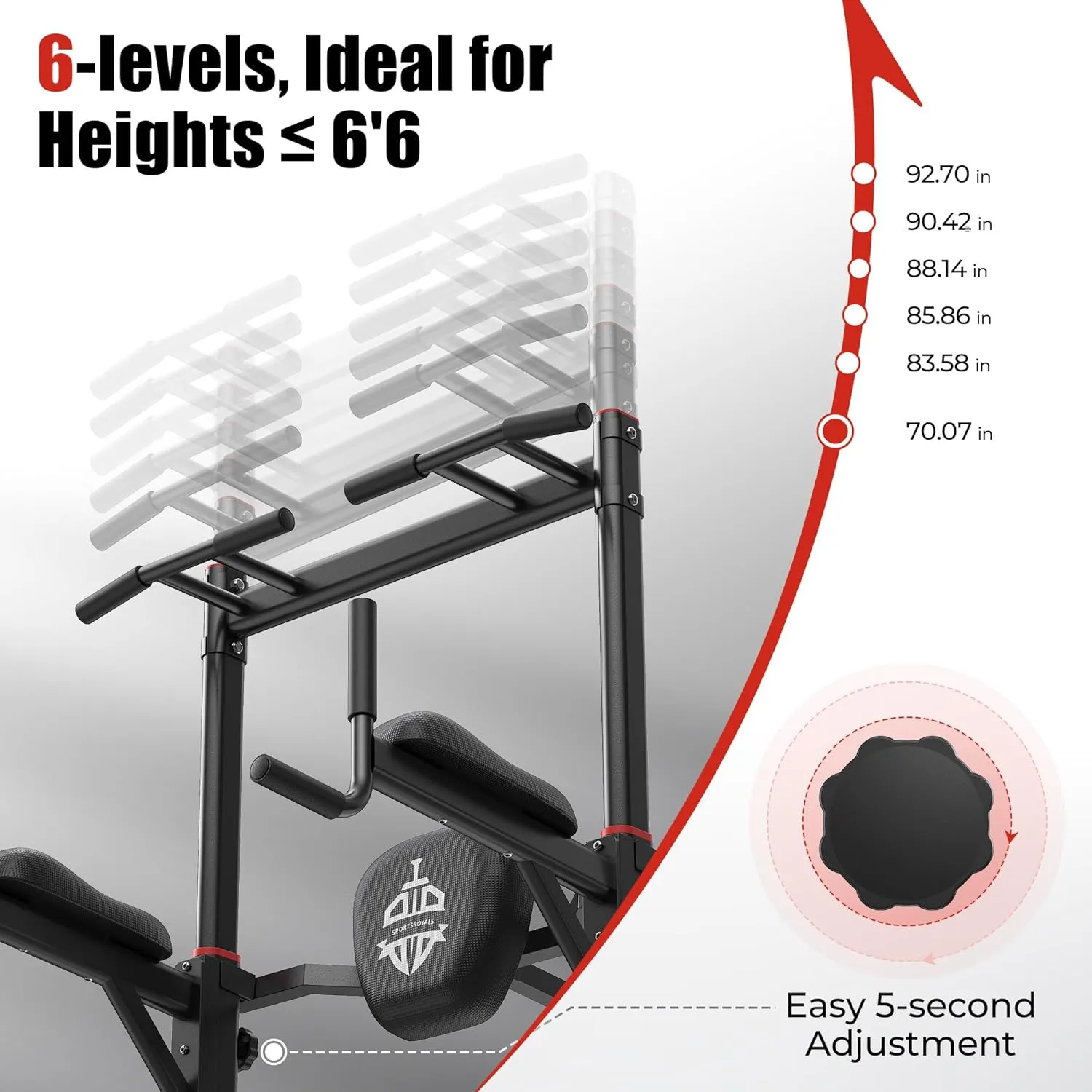 Sportsroyals Power Tower Pull Up Dip Station Assistive Trainer Multi-Function Home Gym Strength Training Fitness Equipment 440LBS
