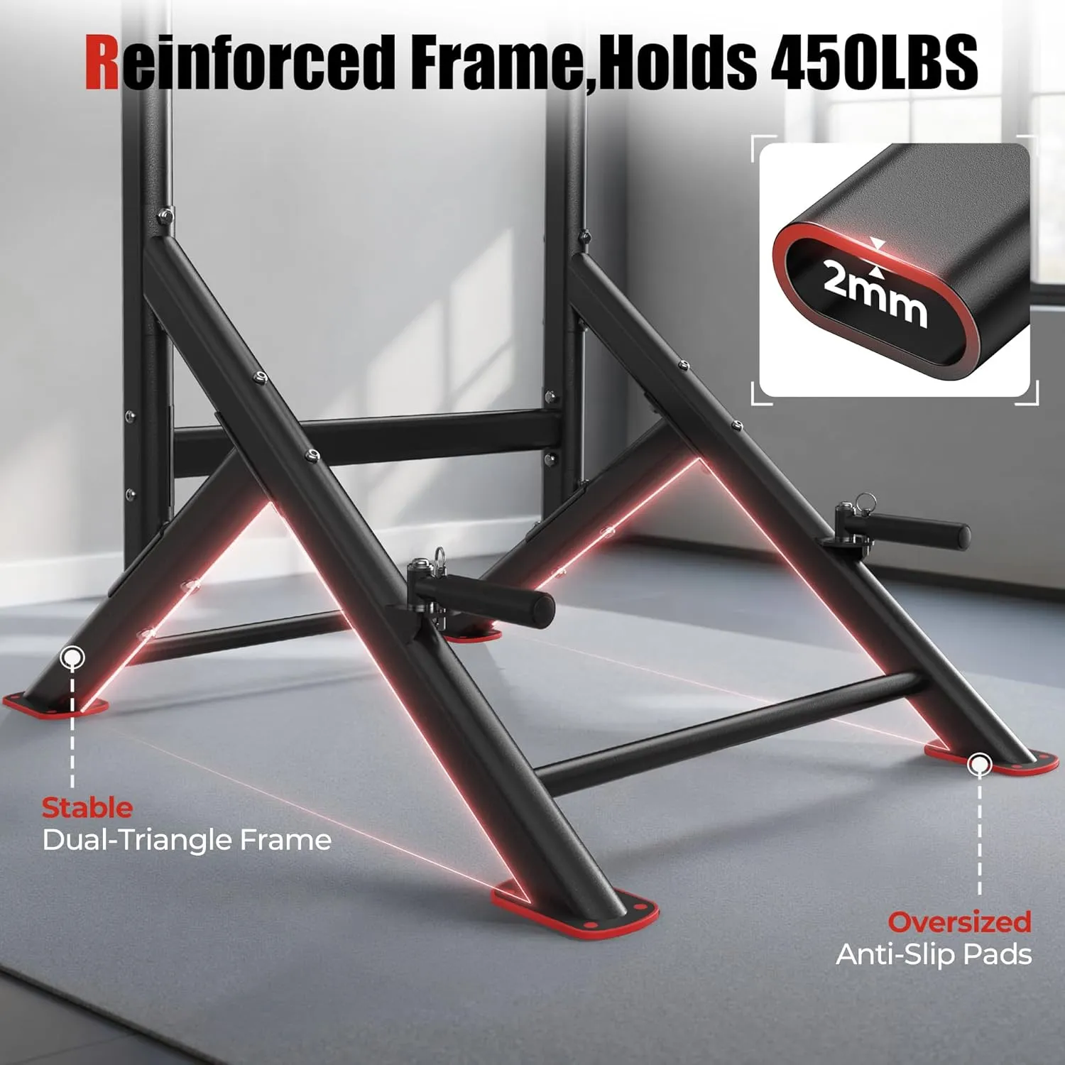 Sportsroyals Power Tower Pull Up Dip Station Assistive Trainer Multi-Function Home Gym Strength Training Fitness Equipment 440LBS