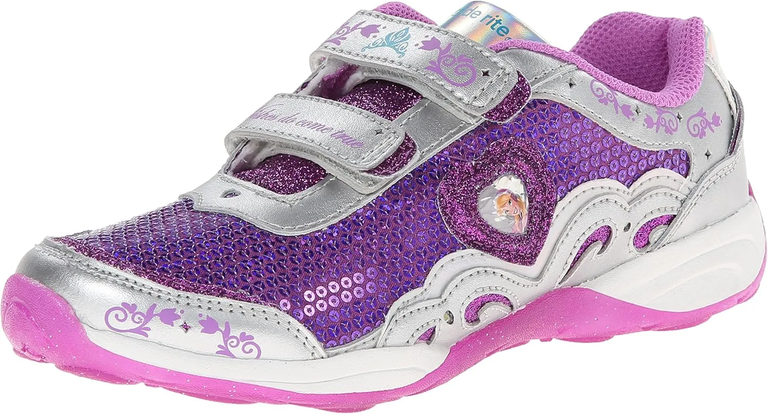 Stride Rite Baby Girl's Disney« Wish Lights Anna & Elsa H&L (Toddler) Magenta/Silver Sneaker 7.5 Toddler M