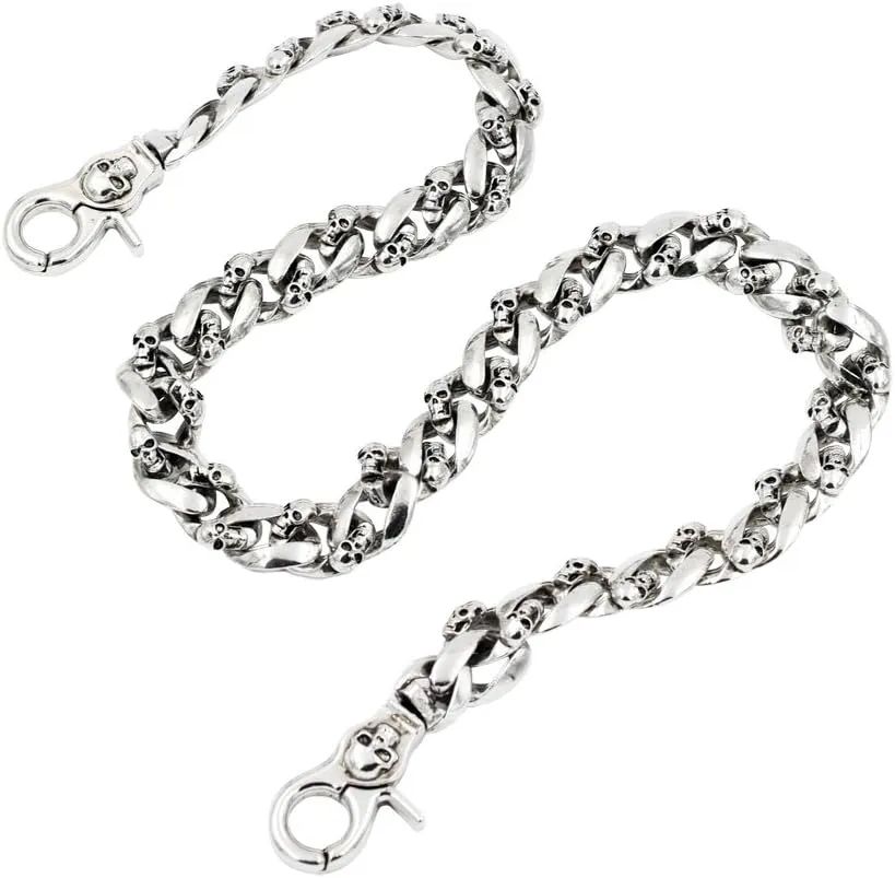 Strong Skull Flat Soft curved Leash wallet chain Biker Punk Key chain