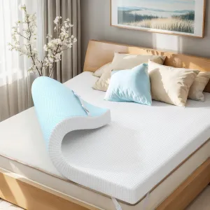 SUBRTEX Queen Mattress Topper, Gel-Infused Memory Foam Mattress Topper, High Density Cooling Bed Topper Pad with Breathable Removable Fitted Cover CertiPUR-US Certified (4 Inch, Queen)