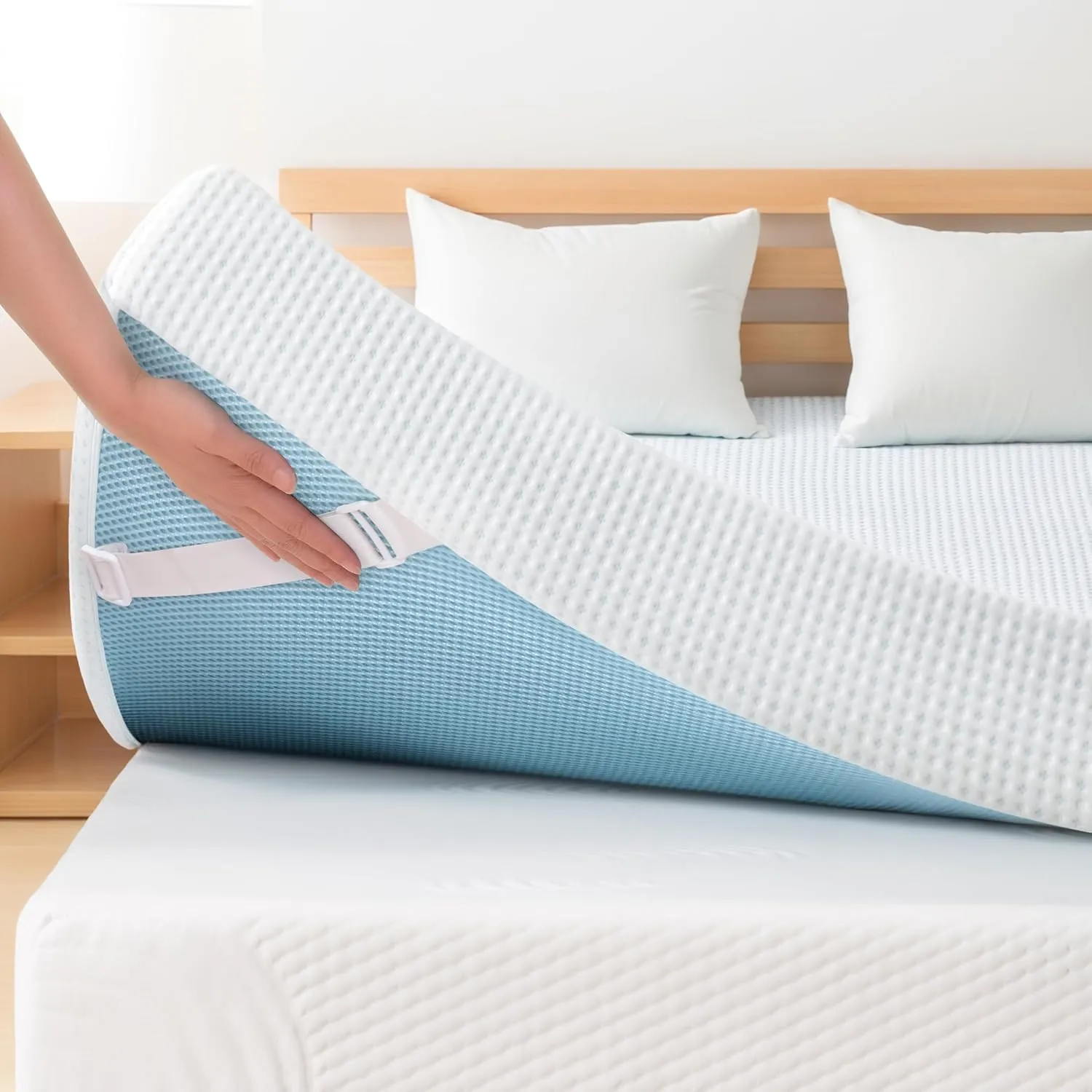 SUBRTEX Queen Mattress Topper, Gel-Infused Memory Foam Mattress Topper, High Density Cooling Bed Topper Pad with Breathable Removable Fitted Cover CertiPUR-US Certified (4 Inch, Queen)