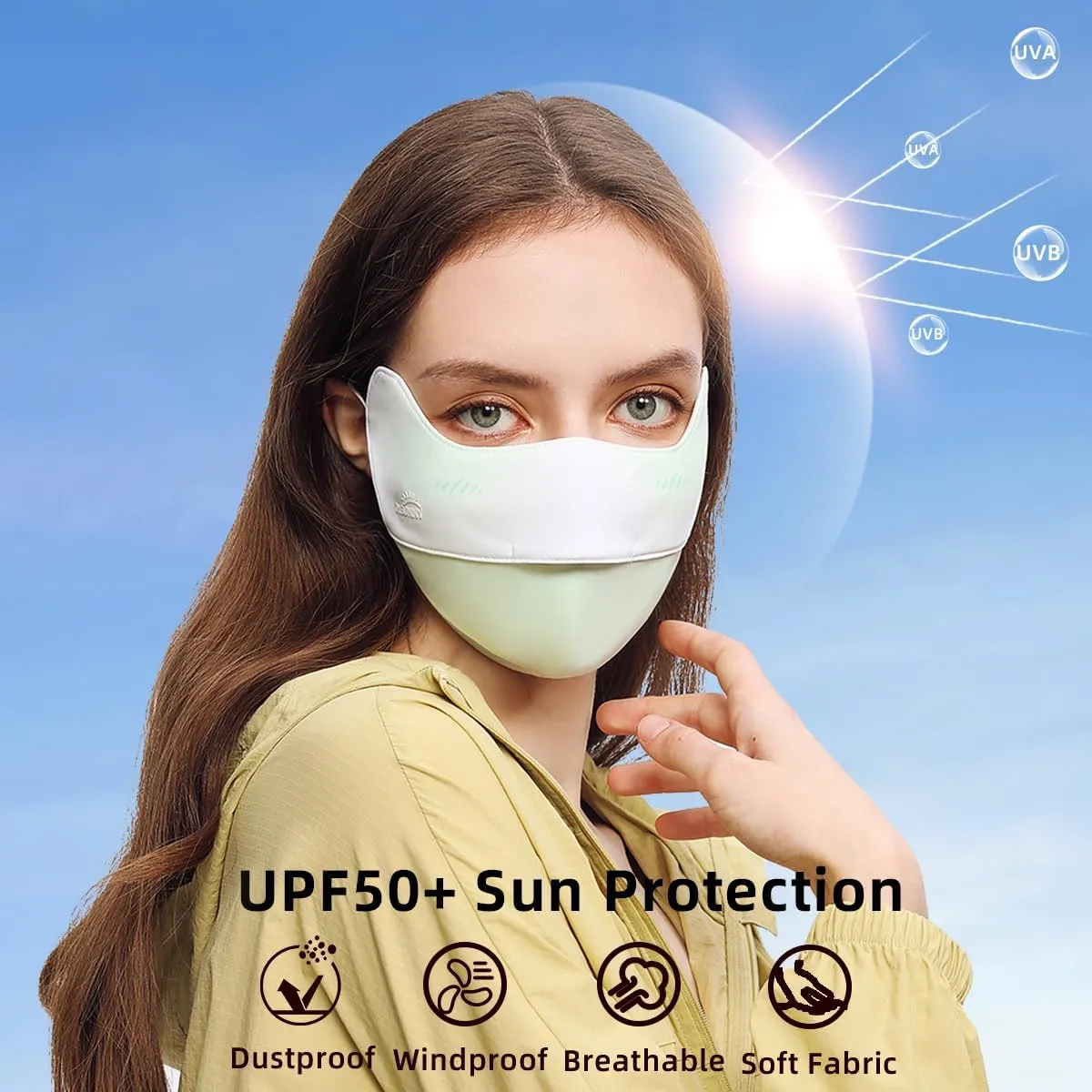 Sun Protection Face Cover UPF 50  Anti-UV Women Summer Mask Cooling Breathable Face Covering SLF5M040T