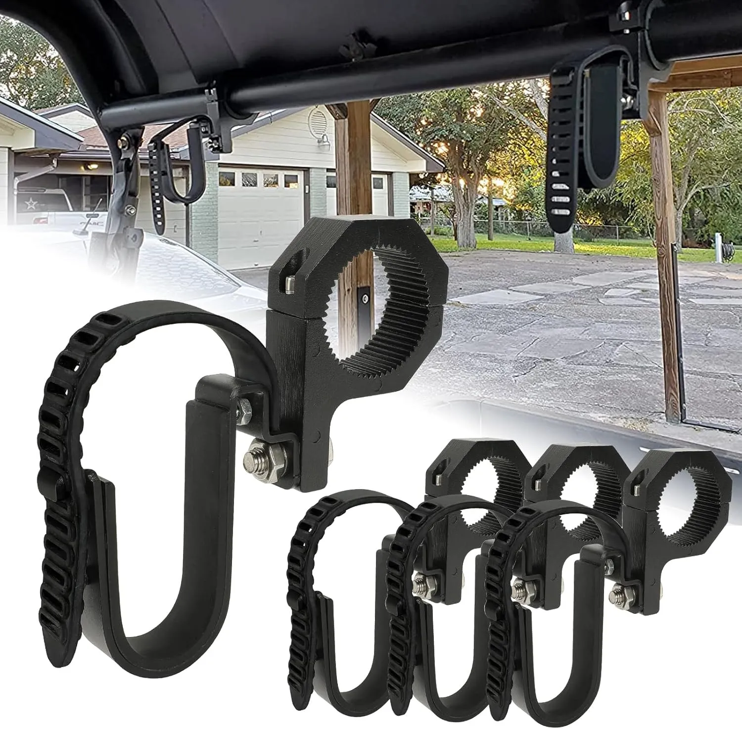 SUNPIE UTV Hunting Tools Rack Mount Shovel Bow Storage Holder Compatible with Compatible with Polaris RZR Ranger General Can-Am Kawasaki Pioneer Talon Snowmobile Golf Cart for 1.5’’ to 2’’ Bar
