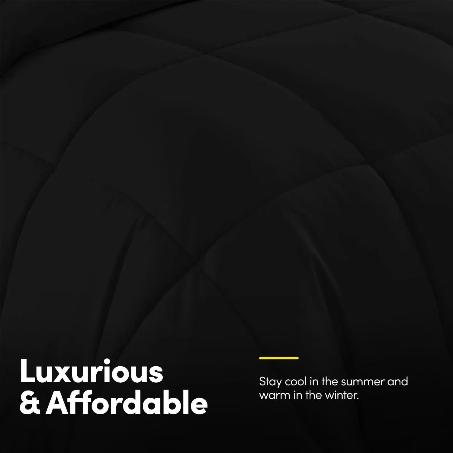 Sweet Home Collection 7 Piece Comforter Set Bag Solid Color All Season Soft Down Alternative Blanket & Luxurious Microfiber Bed Sheets, Black, Queen