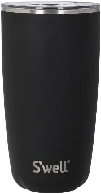 S'well Stainless Steel Tumbler with Slide-Open Lid, 18oz, Onyx, Triple Layered Vacuum Insulated Containers Keeps Drinks Cold for 12 Hours and Hot for 4, BPA Free