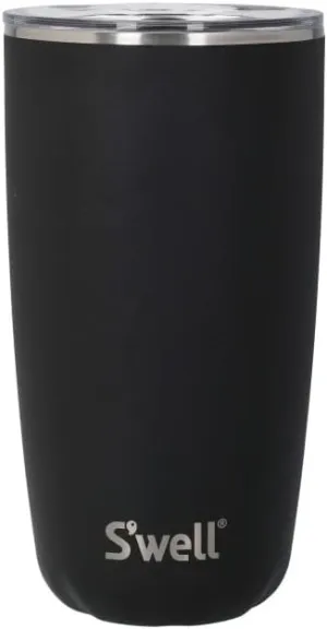 S'well Stainless Steel Tumbler with Slide-Open Lid, 18oz, Onyx, Triple Layered Vacuum Insulated Containers Keeps Drinks Cold for 12 Hours and Hot for 4, BPA Free