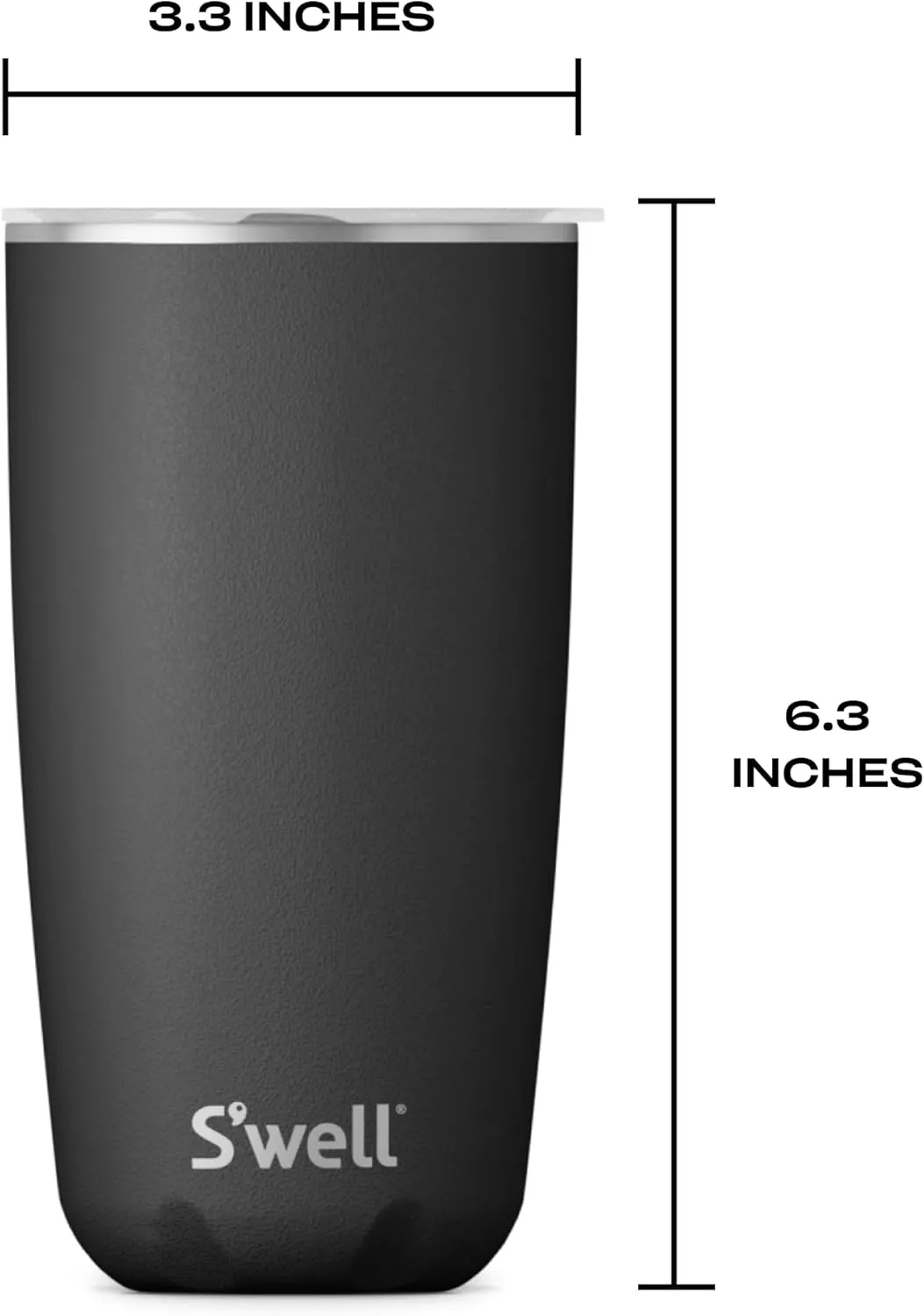 S'well Stainless Steel Tumbler with Slide-Open Lid, 18oz, Onyx, Triple Layered Vacuum Insulated Containers Keeps Drinks Cold for 12 Hours and Hot for 4, BPA Free