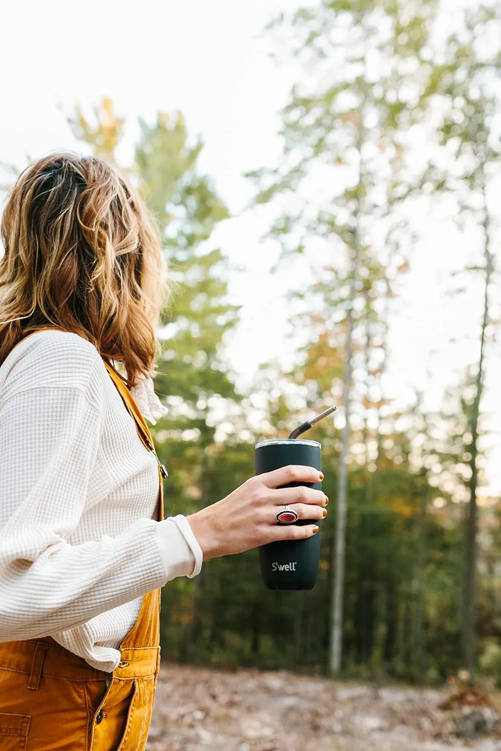 S'well Stainless Steel Tumbler with Slide-Open Lid, 18oz, Onyx, Triple Layered Vacuum Insulated Containers Keeps Drinks Cold for 12 Hours and Hot for 4, BPA Free