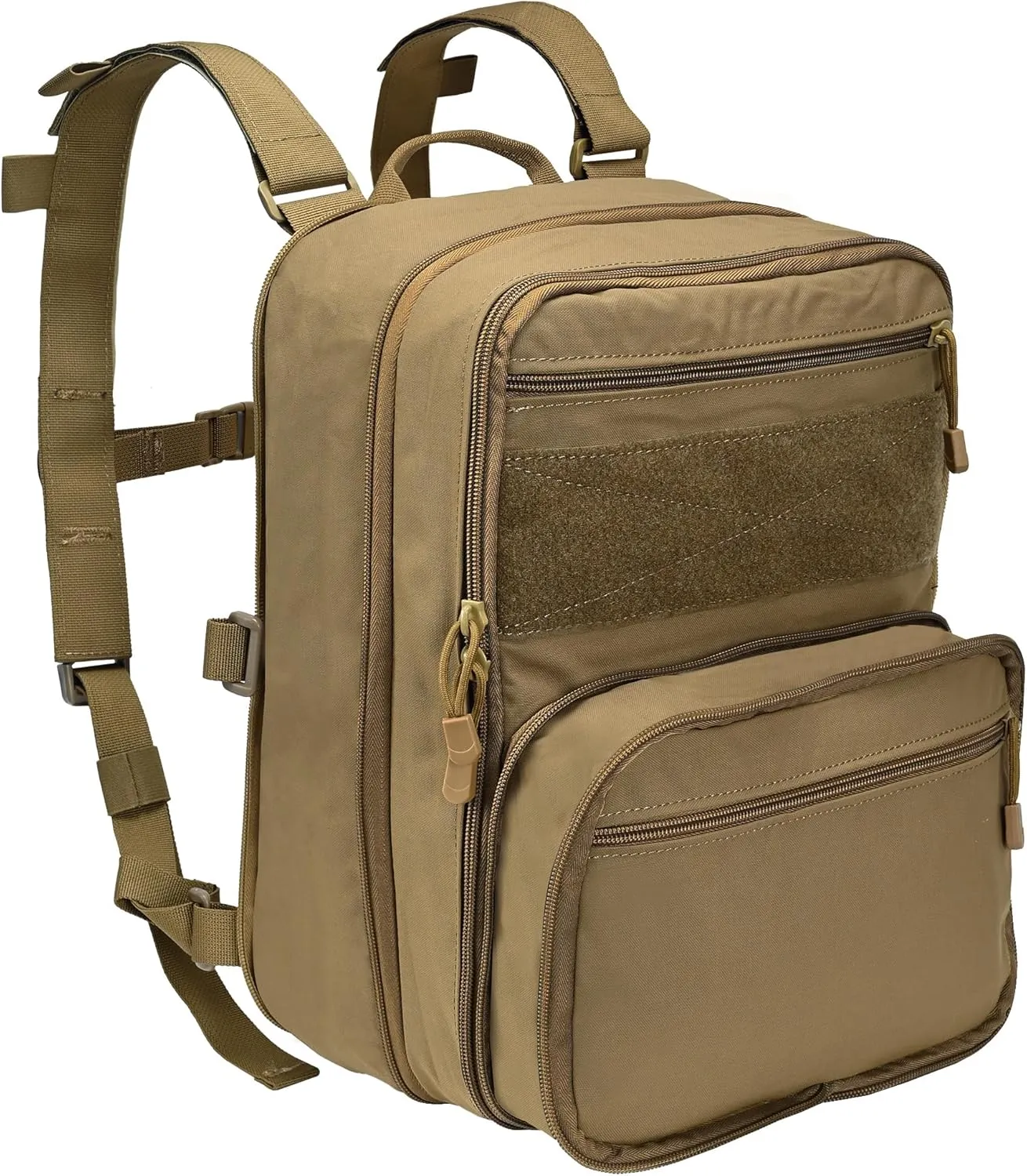Tactical Expandable Flatpack, Chest Rig Backpack MOLLE Assault Pack Hydration Pack for PC Vest (Coyote Brown)