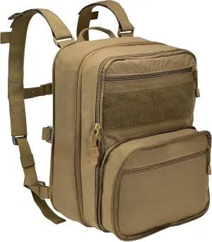 Tactical Expandable Flatpack, Chest Rig Backpack MOLLE Assault Pack Hydration Pack for PC Vest (Coyote Brown)