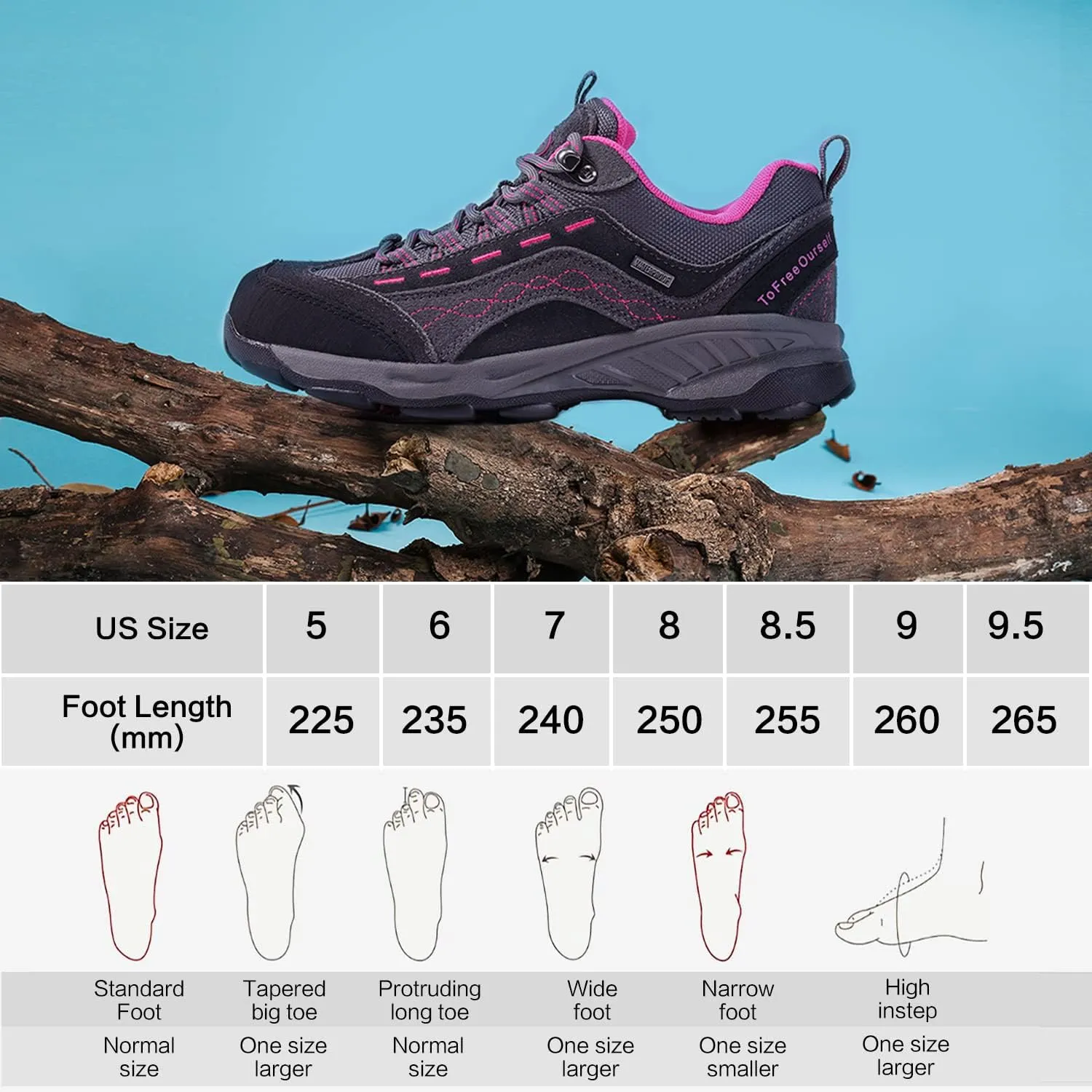 TFO Women's Hiking Shoes Anti-Slip Breathable Sneaker for Outdoor Walking Trekking