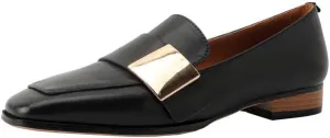 TinaCus Soft Genuine Leather Women's Square Toe Handmade Metal Décor Comfortable Flats