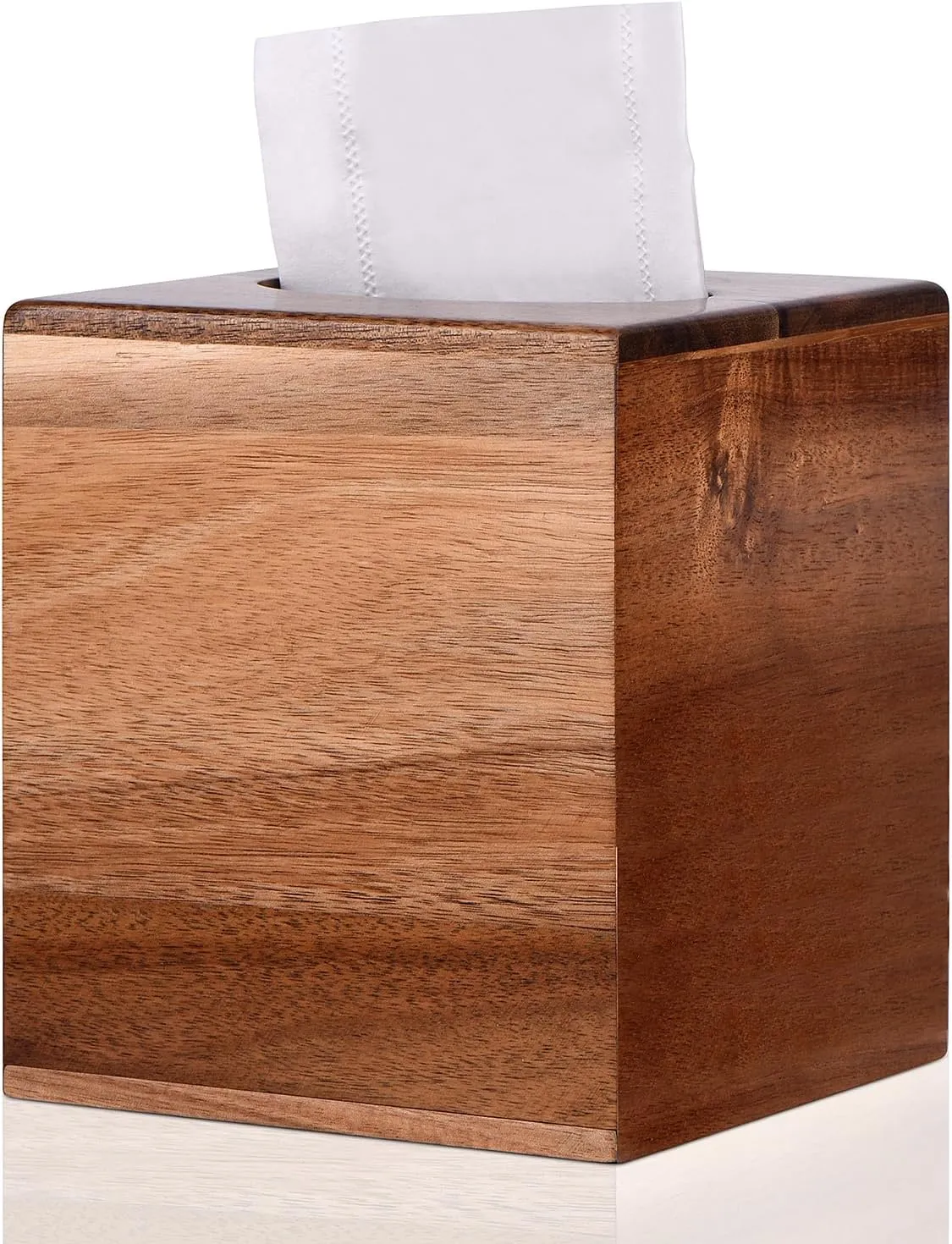 Tissue Box Cover Square, Acacia Wood Tissue Box Holder with Slide-Out Bottom, Wooden Tissue Box Cover Cube for Bathroom, Bedroom, Dinner Table, Office,Kitchen