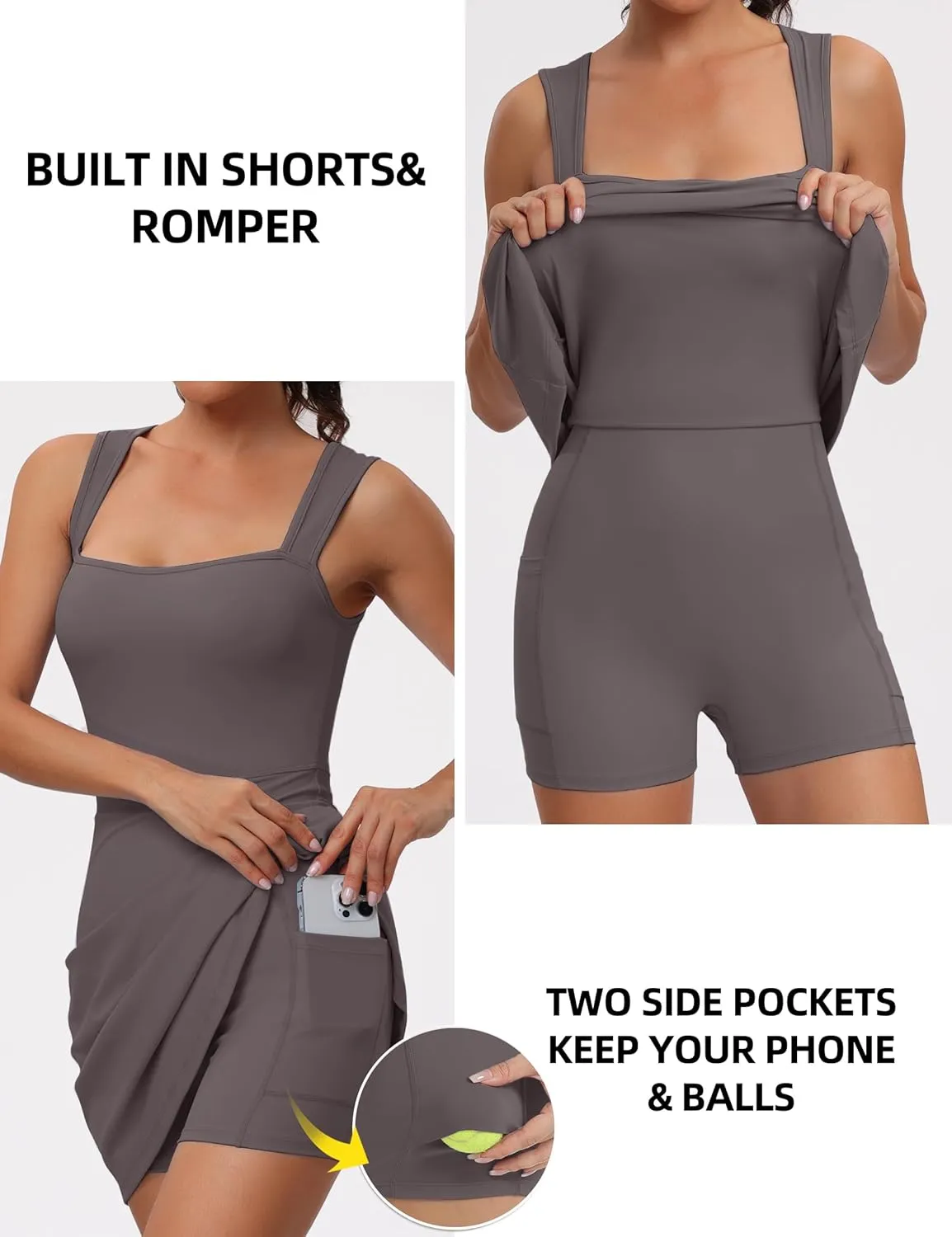 TQD Tennis Dress for Women Athletic Dress with Built in Shorts Golf Active Workout Exercise Dresses