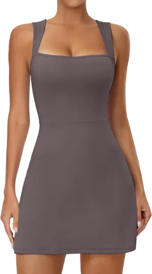 TQD Tennis Dress for Women Athletic Dress with Built in Shorts Golf Active Workout Exercise Dresses