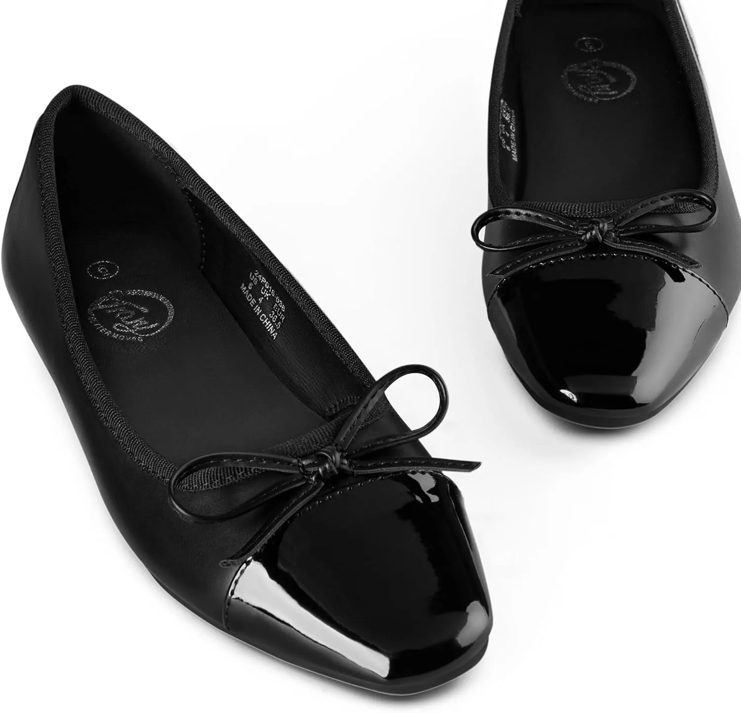 Trary Flat Shoes Women Pointed Toe Flats for Women Two-Tone Cap Toe Ballet Flats Shoes Comfortable Dressy Casual Slip-on Work Daily Soft Flat Shoes