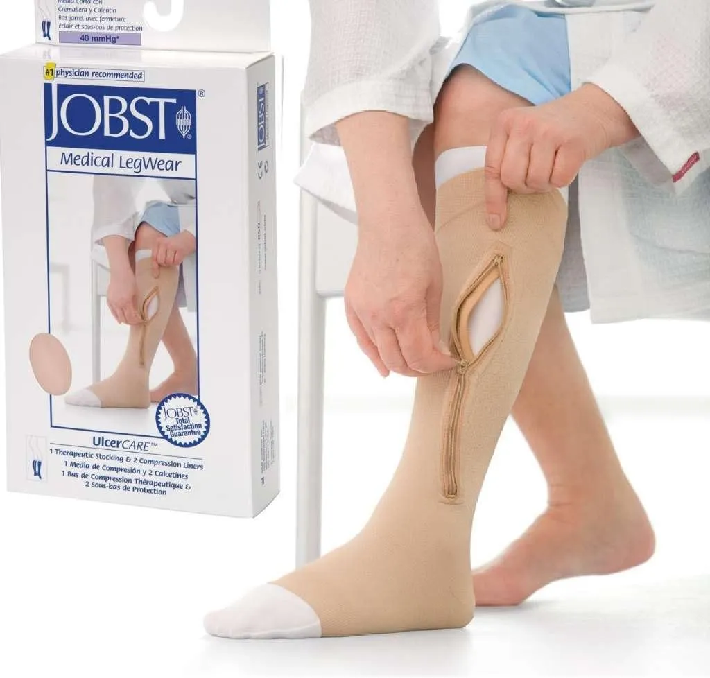 UlcerCare Zippered Unisex Open Toe Knee High Support Sock