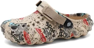 Unisex Graffiti Print Clogs, Fashion Breathable EVA Summer Beach Slide Shoes, Casual Outdoor Garden Sandals