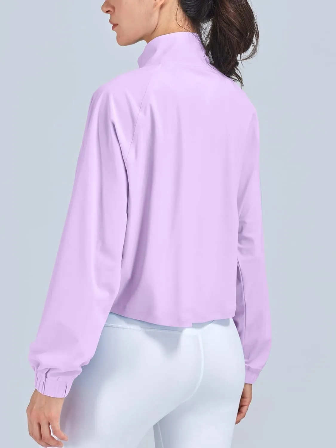 UPF 50  Workout Jackets for Women Athletic Zip Up Running Jacket Sun Protection Lightweight UPF Cropped Jacket