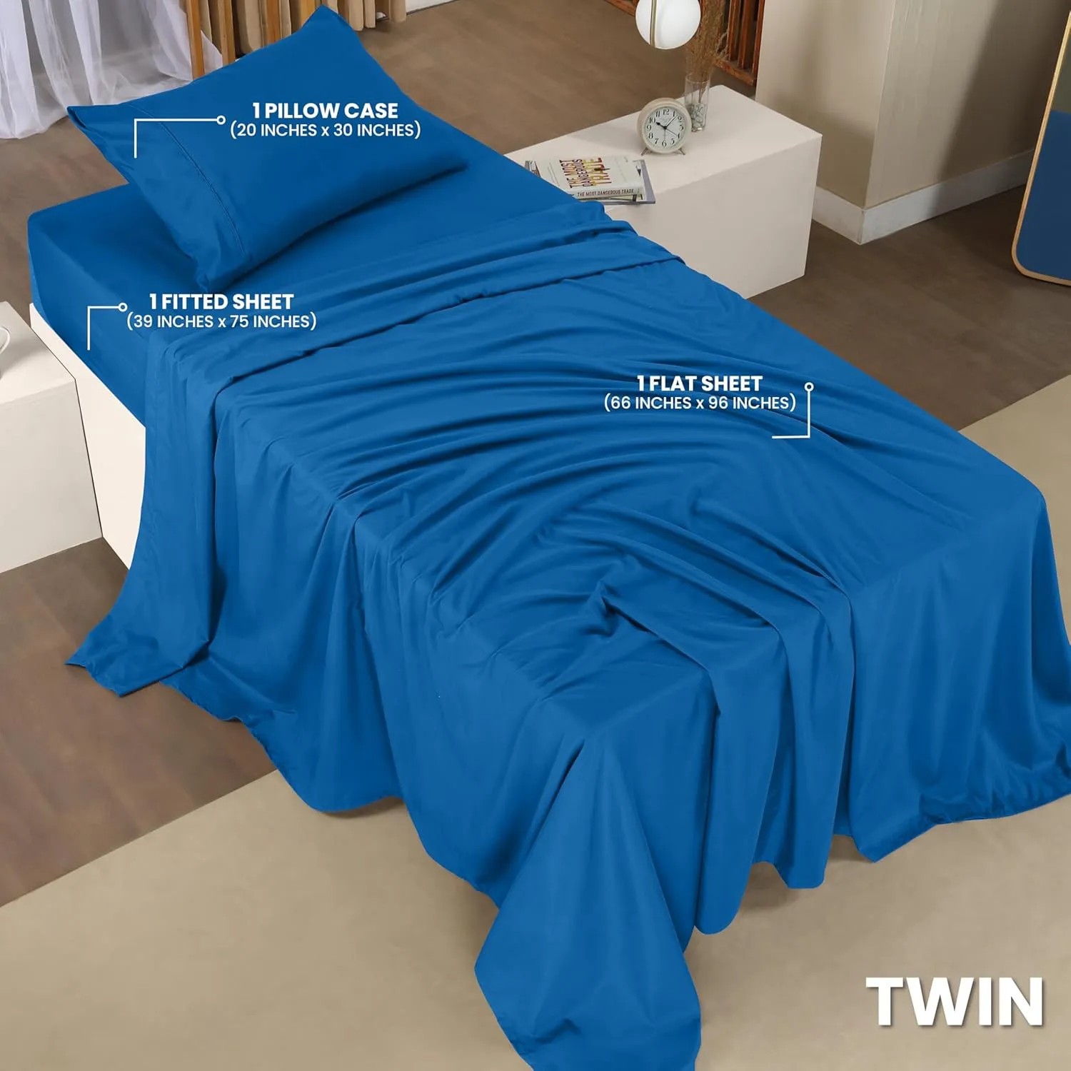 Utopia Bedding Twin Sheet Set – 3 Piece Bed Sheets for Twin Size Bed, Soft and Breathable Microfiber, Includes 1 Fitted Sheet, 1 Flat Sheet and 1 Pillowcase (Dusk Blue)