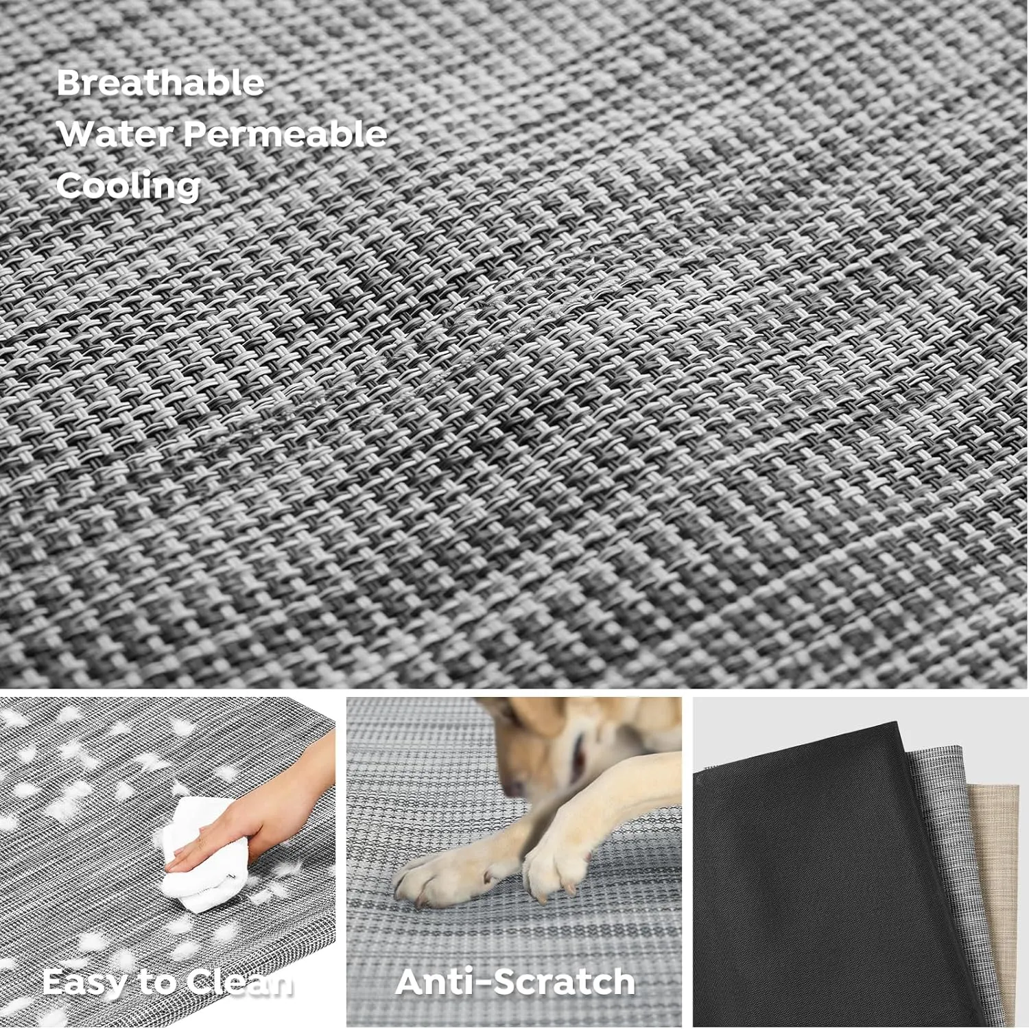 Veehoo Cooling Elevated Dog Bed, 59" x 37" for Large Dogs, Outdoor With Guardrail, Upgraded Non-Slip Feet, Breathable Teslin Mesh, Portable Camping Cot, Black Silver