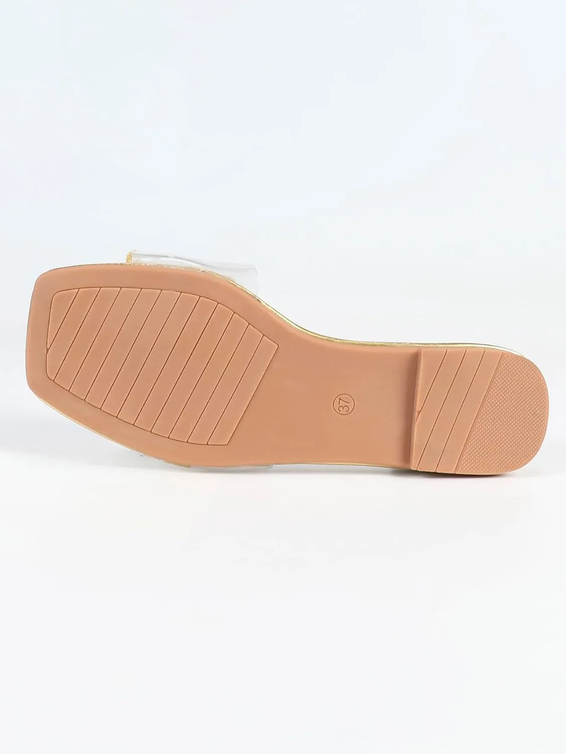 Verdusa Women's Clear Square Toe Slide Sandals Summer Slip On Flat Sandals