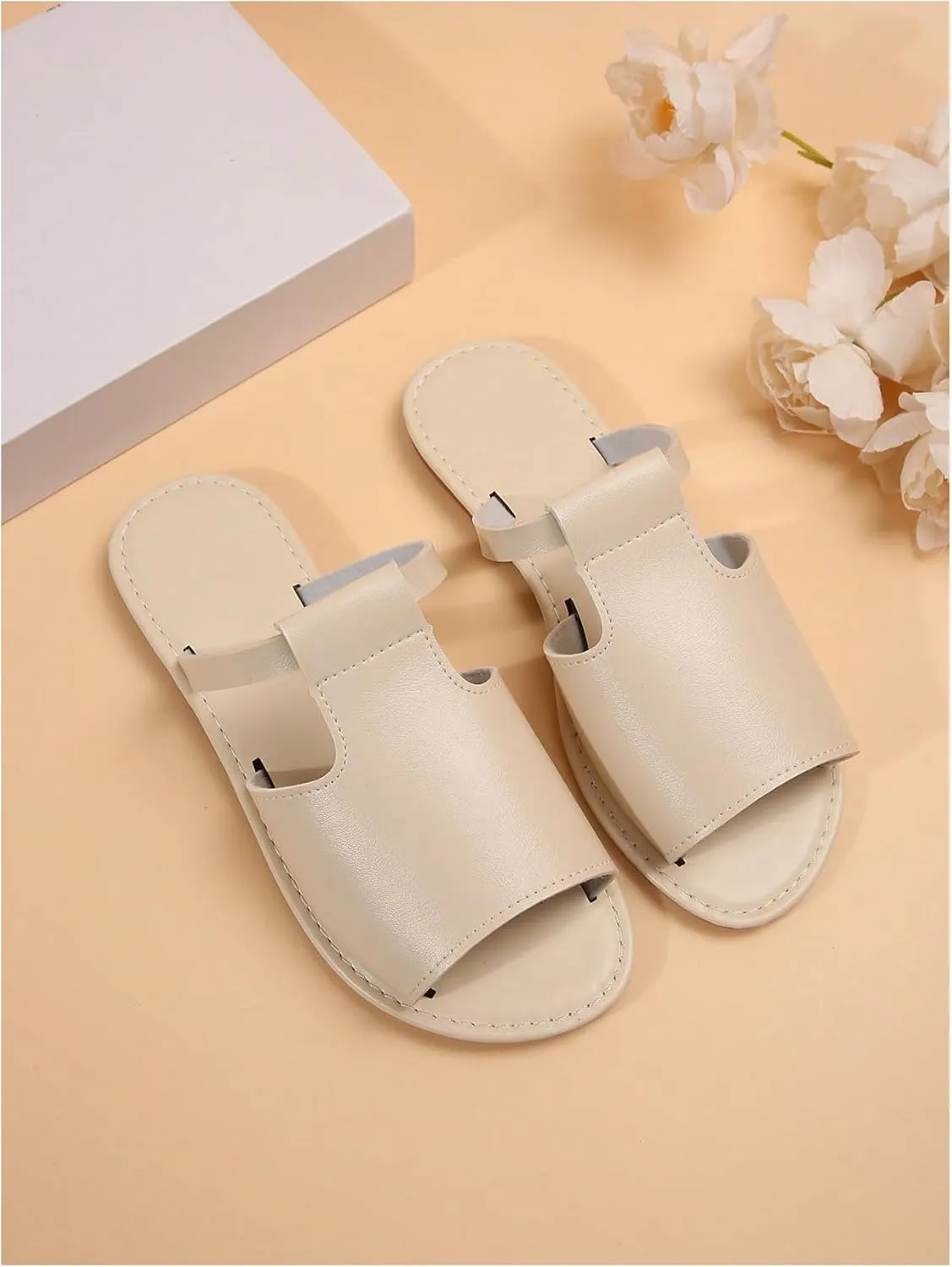 Verdusa Women's Cut Out Slide Sandals Open Toe Summer Flat Sandals Outdoor Shoes