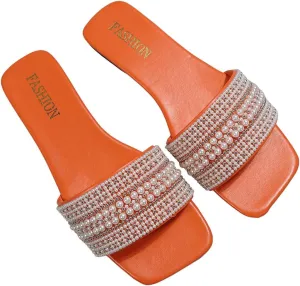 Verdusa Women's Pearls Sandals Slide Casual Sandal Flat Open Toe Slides