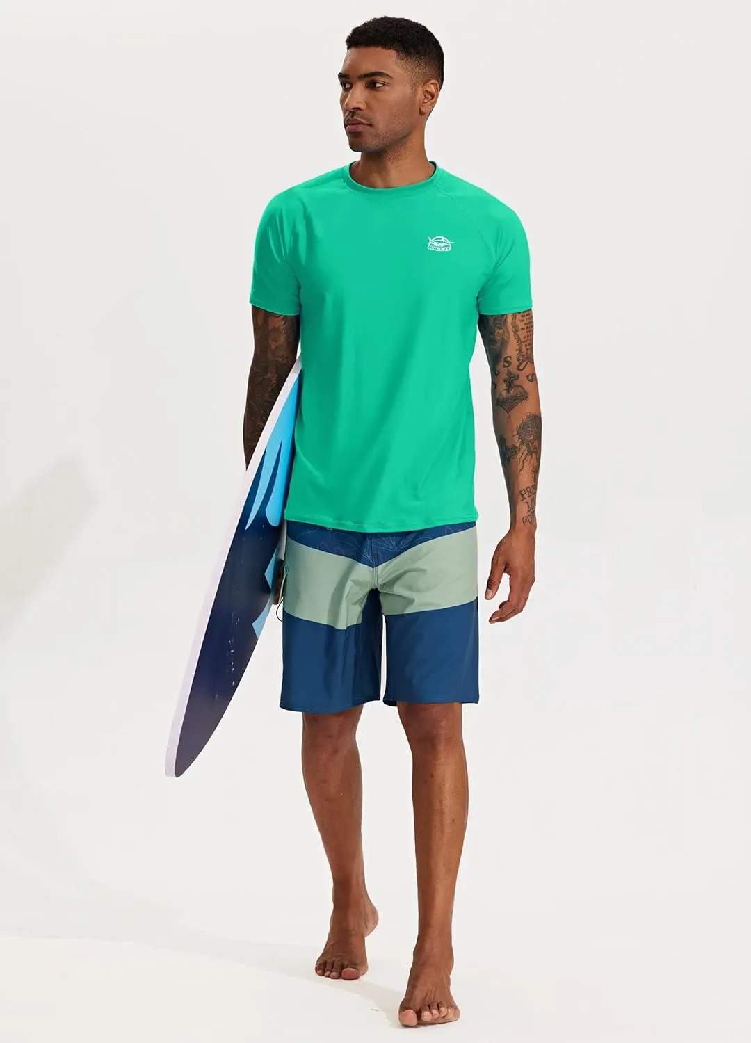Willit Men's UPF 50  Rashguard Swim Shirt Short Sleeve SPF Sun Protection Quick Dry Water Beach Shirts Fishing Surf Shirt