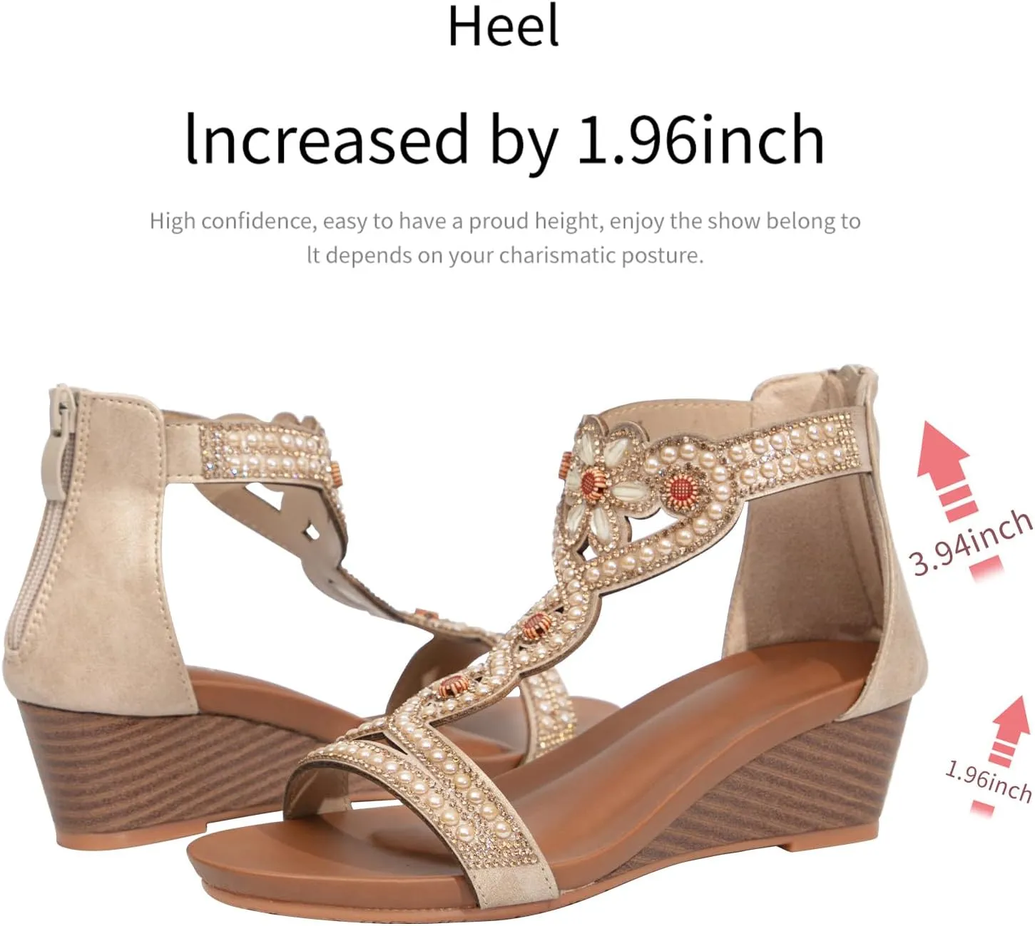 WOJWSKI Women's Slide Wedge Sandal Open Toe High Heel Zipper Back Platform